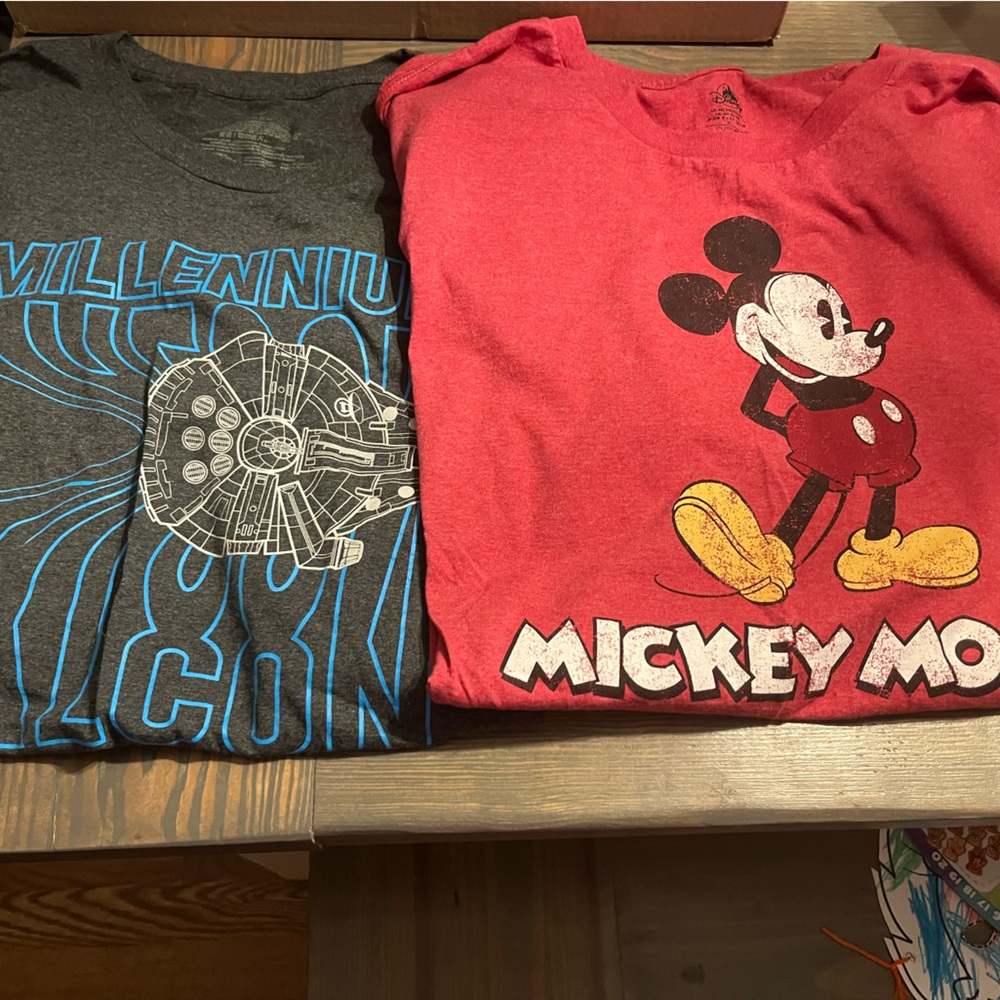 Disney Red and Gray Short Sleeve Tees
